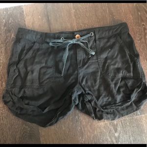 Black Roxy Linen Shorts